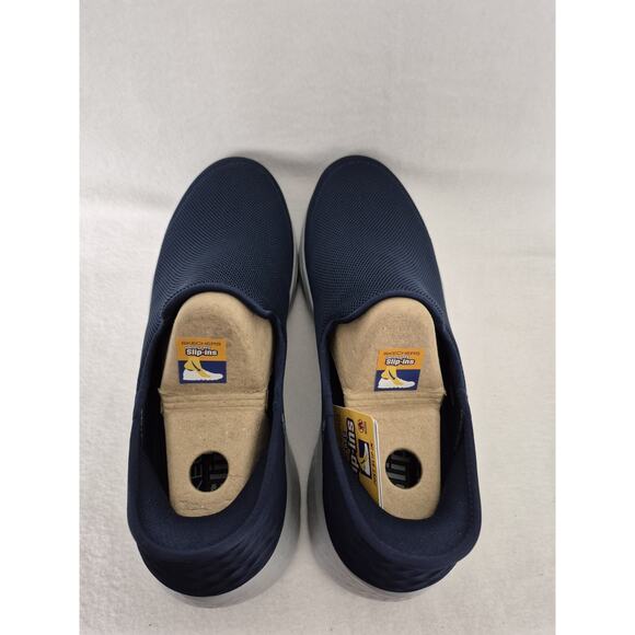 Skechers Men's US 12 Wide Fit Go Walk Flex No Hands Navy Slip-in Sneakers - Picture 9 of 12